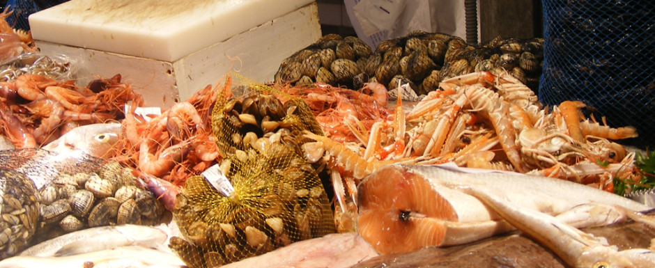 Seafood in the market in Sant Feliu de Guixols our holiday rental near Girona